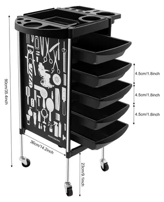 Produktbild von Friseurwagen - Salonwagen auf Rollen - Metallrahmen - Aufbewahrungsschubladen - 80 kg Gesamtbelastung - Schwarz