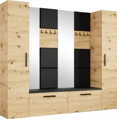 Produktbild von Masseno Garderobe-Set MODULO 241,2/204/40 cm Modern Garderobenschrank Eiche Artisan