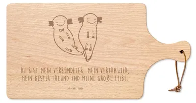 Produktbild von Mr. & Mrs. Panda Holzbrett Axolotl Freundin - Transparent - Geschenk, holzschneidebrett, Frühstücksbrett, Schwanzlurch, Jahrestag, Brett, schneidebrettchen, Liebe