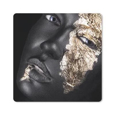 Produktbild von MuchoWow® Mauspad Mousepad Frau - Gold - Schwarz - Farbe - Luxus 20x20 cm - Mousepads - Maus Mat - Pad - Mausunterlage - Desk Mat - Bureauartikeln