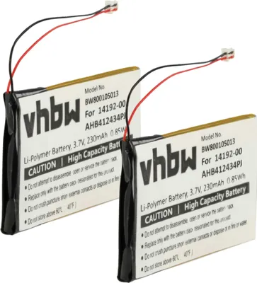 Produktbild von vhbw 2x Akku Ersatz für Jabra AHB412434PJ, 14192-00 für Wireless Headset Kopfhörer (230 mAh, 3,7 V, Li-Polymer)