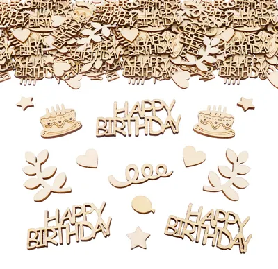 Productafbeelding van Houten Happy Birthday Confetti - 100 Stuks Feestdecoratie voor Verjaardagen
