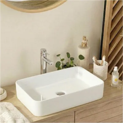 Immagine prodotto di Lavabo da appoggio rettangolare in Vetroceramica bianca SADDY 60x37cm