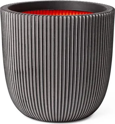 Image de Pot de fleurs boule CAPI EUROPE GROOVE NL, 43x41 cm, Anthracite, Polyéthylène Recyclé, Isolant