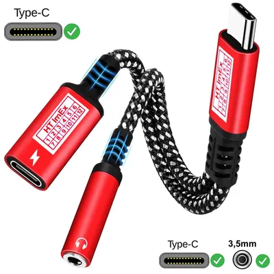 Produktbild von Rot - USB C Audio Adapter AUX Kabel 3,5mm Klinke Kopfhörer Stecker für Samsung Galaxy S23, Tab S8, S9