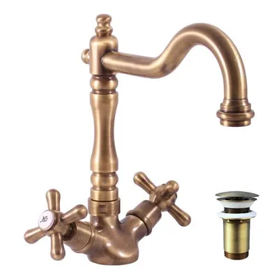 Obrázek produktu pro RAV Slezák Vodovodní baterie umyvadlová Slezák RAV Morava Retro MK121/8SM Barva: stará mosaz, Rozměr: 1/2''
