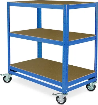 Produktbild von Kommissionierwagen/Etagenwagen mit 3 Ebenen, BxTxH 900x500x1030mm, blau, Tragkraft 200 kg