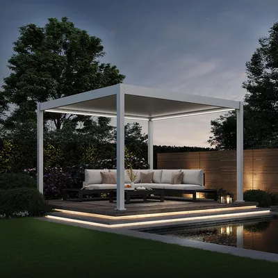 Produktbild von Deluxe Elektrisch Pavillon Terrassenüberdachung Aluminium LED 3,6x4 M