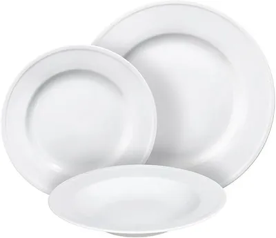 Imagen del producto de Silecomplaza, juego de vajilla de 18 piezas para 6 personas, porcelana, color blanco