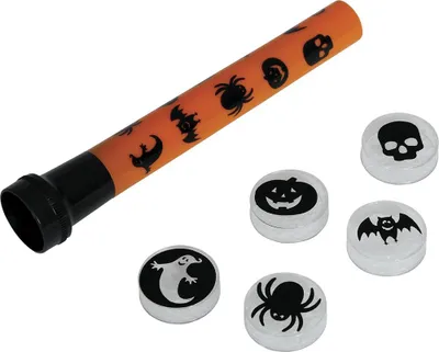 Halloween-Laterne mit Gruselfiguren, 16 cm, Orange/Schwarz