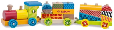 Produktbild von Holzzug Bauklötze Steckspiel - 41 cm - Birkenholz - Mit zwei Waggons