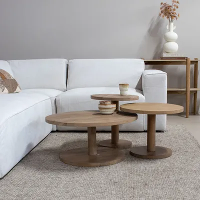 Produktbild von Giga Meubel Couchtisch Nao - Rund - Mangoholz - Natur - 3er-Set