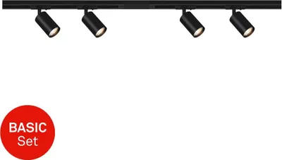 Produktbild von Briloner Rail Schienensystem, Starterset, 4x GU10 Spots, Schwenkbar, Drehbar, Schwarz, 1,5 m