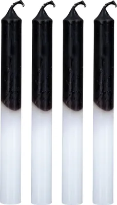 Produktbild von 4er Set Stabkerzen H20cm Schwarz Weiß Farbverlauf Dip Dye Kerzen Deko Tischdeko
