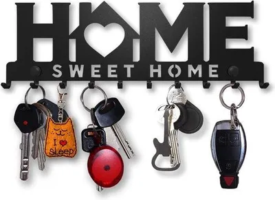 Produktbild von Famanu Schlüsselhalter Modern - Home Sweet Home, 10 Haken, Wanddekoration aus Metall