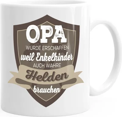 Produktbild von Kaffee-Tasse Opa wurde geschaffen weil Enkelkinder auch wahre Helden brauchen Spruch Geschenk-Tasse MoonWorks® weiß unisize