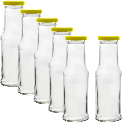 Produktbild von Leere Glasflasche Saftflasche Milchflasche Smoothie Einmachglas mit Deckel 200ml 6 Stück