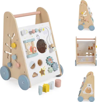 Produktbild von Moni Spiel- und Lauflernwagen 2145 Holz, Laufhilfe, Motorikspielcenter, Formen weiß