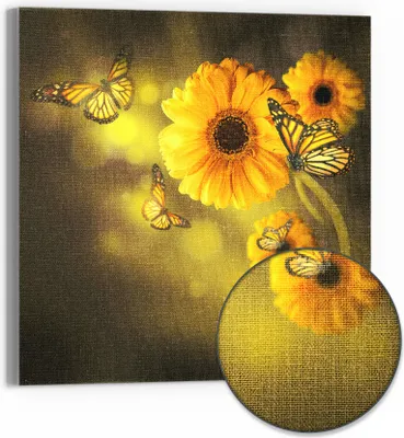 Produktbild von DEQORI Hybrid Leinwand Bild 30x30 cm 'Frühlingsfreude' Wandbild Glas flach modern