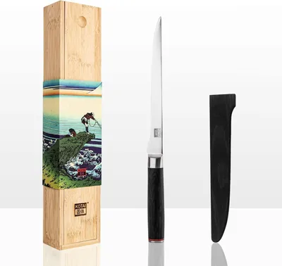 Filetiermesser 20 cm, flexibel, japanischer 440C-Edelstahl, Pakkaholzgriff