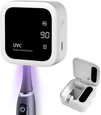 Image de Stérilisateur UV pour brosses à dents, rechargeable, sans fil, support mural, affichage numérique, fonction de séchage