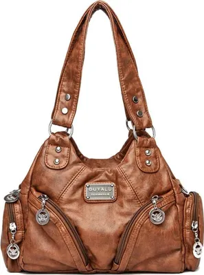 Zdjęcie produktu dla Torebka damska ze skórypoliuretan hobo vintage torba na ramię retro brązowa