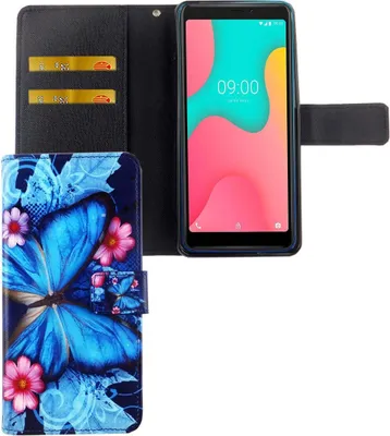 Zdjęcie produktu dla Etui na telefon komórkowy Wiko Y60 Etui ochronne z klapką i miejscem na kartę Niebieski motyl