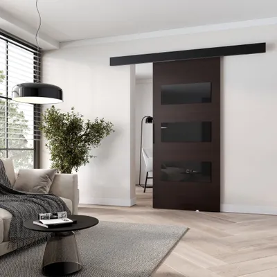 Obrázek produktu pro Interiérové dveře na stěnu BARRET 15 - 76 cm, wenge / černé