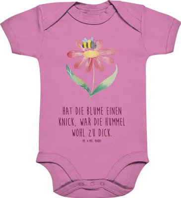 Produktbild von Mr. & Mrs. Panda Strampler Baby Hummel Blume 1. - 3. Monat - Bubble Gum Pink - Geschenk, Babystrampler, Lustige Sprüche, Wespe, Kurzarmbody, Babybody, Biene, Einteiler