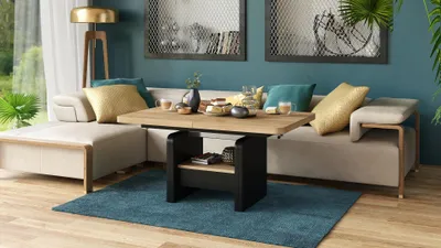 Produktbild von Design Couchtisch Lexus höhenverstellbar ausziehbar Esstisch Schublade