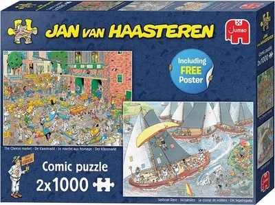 Image de Jumbo Jan Van Haasteren Puzzle Traditions Hollandaises 2X 1000 pièces + Poster