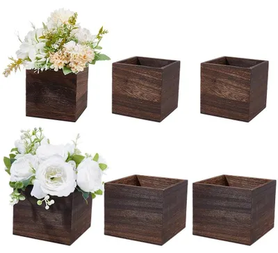 Immagine prodotto di Set di 6 fioriere in legno – Stile rustico – Colori assortiti