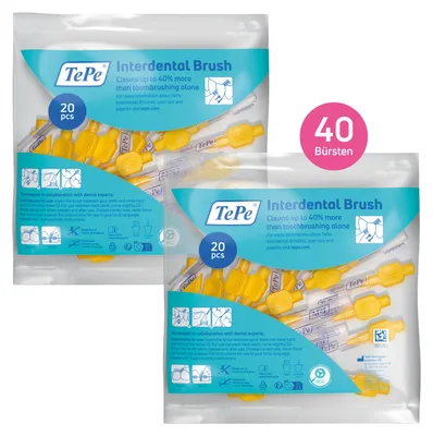 Produktbild von 40 Stück TePe Interdentalbürsten Original, Gelb, ISO-Größe 4, 0,7mm, Reinigung der Zahnzwischenräume