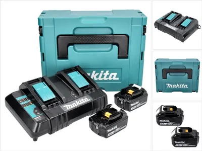 Produktbild von Makita Power Source Kit 18 V mit 2x BL 1830 B 3,0 Ah Akku ( 197599-5 ) + DC 18 SH Doppel Ladegerät ( 199687-4 ) + Makpac