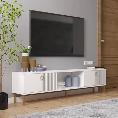 Produktbild von Imerese - TV-Schrank, 180x30x45h cm Weiß, 2 Türen