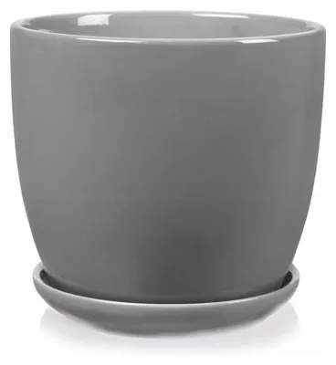 Produktbild von Polnix Keramiktopf mit Untersetzer Grau 15 cm