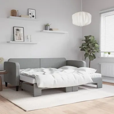 Obrázok produktu pre Maison Exclusive – rozkladacia pohovka s matracom, svetlošedá, 80 x 200 cm, látka