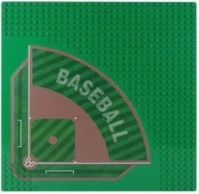 Productafbeelding van Basisplaat voor honkbalkveld, 32x32 cm, met noppen, compatibel met bouwstenen