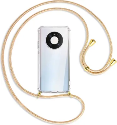 Produktbild von Handykette Backcover-Schutzhülle mit Band (Metall goldfarben) für Huawei Mate 40 Pro - Goldkordel