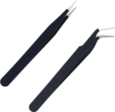 Immagine prodotto di set di 2 pinzette iCovalescent - Pinzette dritte e curve in acciaio inossidabile