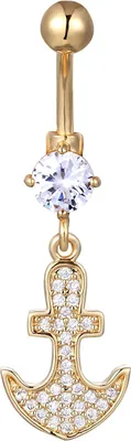 Produktbild von Karisma Edelstahl Bauchnabelpiercing Anker Banana Zirkonia - HB149 - Roségold