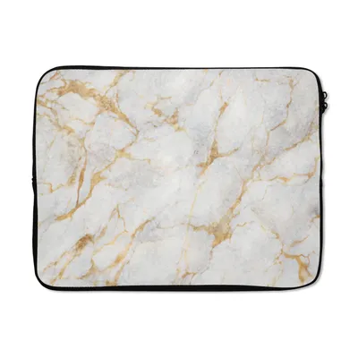 Produktbild von MuchoWow® Laptop Hülle 15 Zoll Marmor - Weiß - Gold - Abstrakt Laptoptasche - Laptoptasche - Sleeve - Rundum-Schutz
