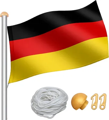 Produktbild von Jopassy Aluminium Fahnenmast 6,50m inkl Seilzug inkl Deutschlandfahne Flaggenmast Mast Flagge Alu