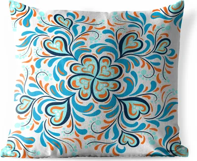 Produktbild von MuchoWow® Outdoor Kissen - Vierblättriges Kleeblatt - Herzen - Blau - Muster - 50x50 cm - Wetterfest - Lounge Kissen - Komfortabel - Kissen mit Bild