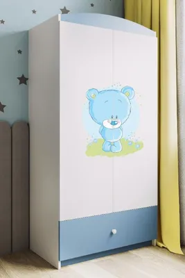Produktbild von Kinderkleiderschrank Babydreams Drehtürenschrank Kleiderschrank Blaubär Blau
