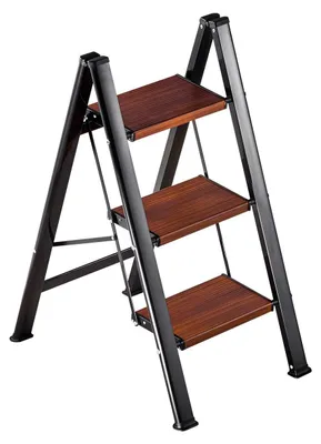 Produktbild von 3-Stufen-Leiter, klappbarer Tritt mit breiter rutschfester Trittfläche und komfortablem Handgriff, leichte, tragbare Pflanzenleiter aus Aluminium mit einer Tragkraft von 150 kg, vielseitig einsetzbar für Erwachsene, für Reparaturen im Haushalt und Reinigungsarbeiten