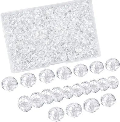 Immagine prodotto di Set di perline di cristallo, 220 pezzi, 6 mm - Trasparente - Sfaccettate - Ideali per artigianato e decorazioni