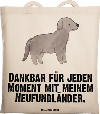 Produktbild von Mr. & Mrs. Panda Schultasche Neufundländer Moment - Transparent - Geschenk, Jutebeutel, Laptoptasche, Newfoundland, Tote Bag, Tasche, Shopping, Jutetasche