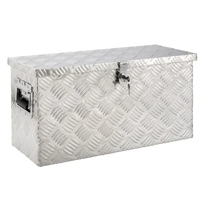 Produktbild von AREBOS Aluminium Werkzeugbox mit Schloss, Deichselbox, Werkzeugkoffer, 40 Liter, 60 x 25 x 30 cm, Inkl. Moosgummidichtung, Silber