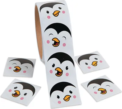 Produktbild von Lustige Pinguin Gesichter Aufkleber Sticker 100 Stück Mitgebsel Weihnachten